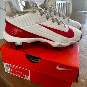 Nike Kids White and Red Cleats